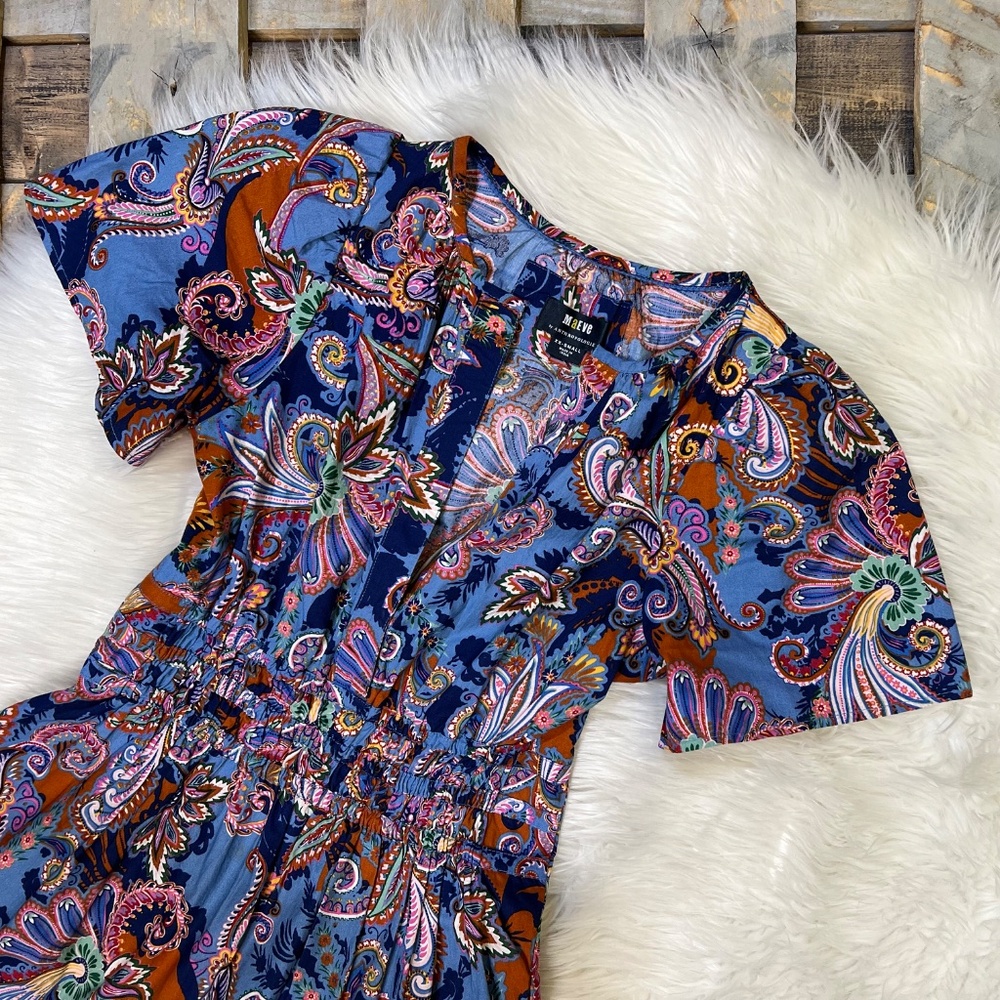 EUC [Maeve] Blue Flutter Sleeve <Somerset> Pink Paisley {Anthro} Sundress | XXS - Picture 8 of 15